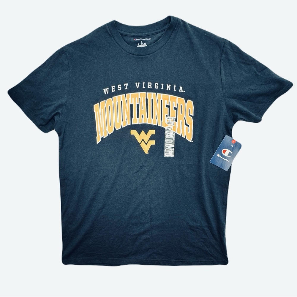CHAMPION West Virginia Mountaineers University Navy Blue Tee Size Large - Picture 2 of 6